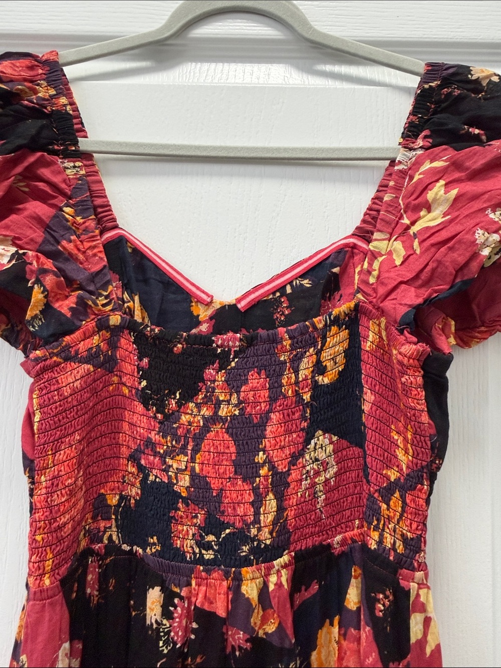 Free People Black and Red Floral Puff-Sleeve Maxi Dress - Picture 4 of 6